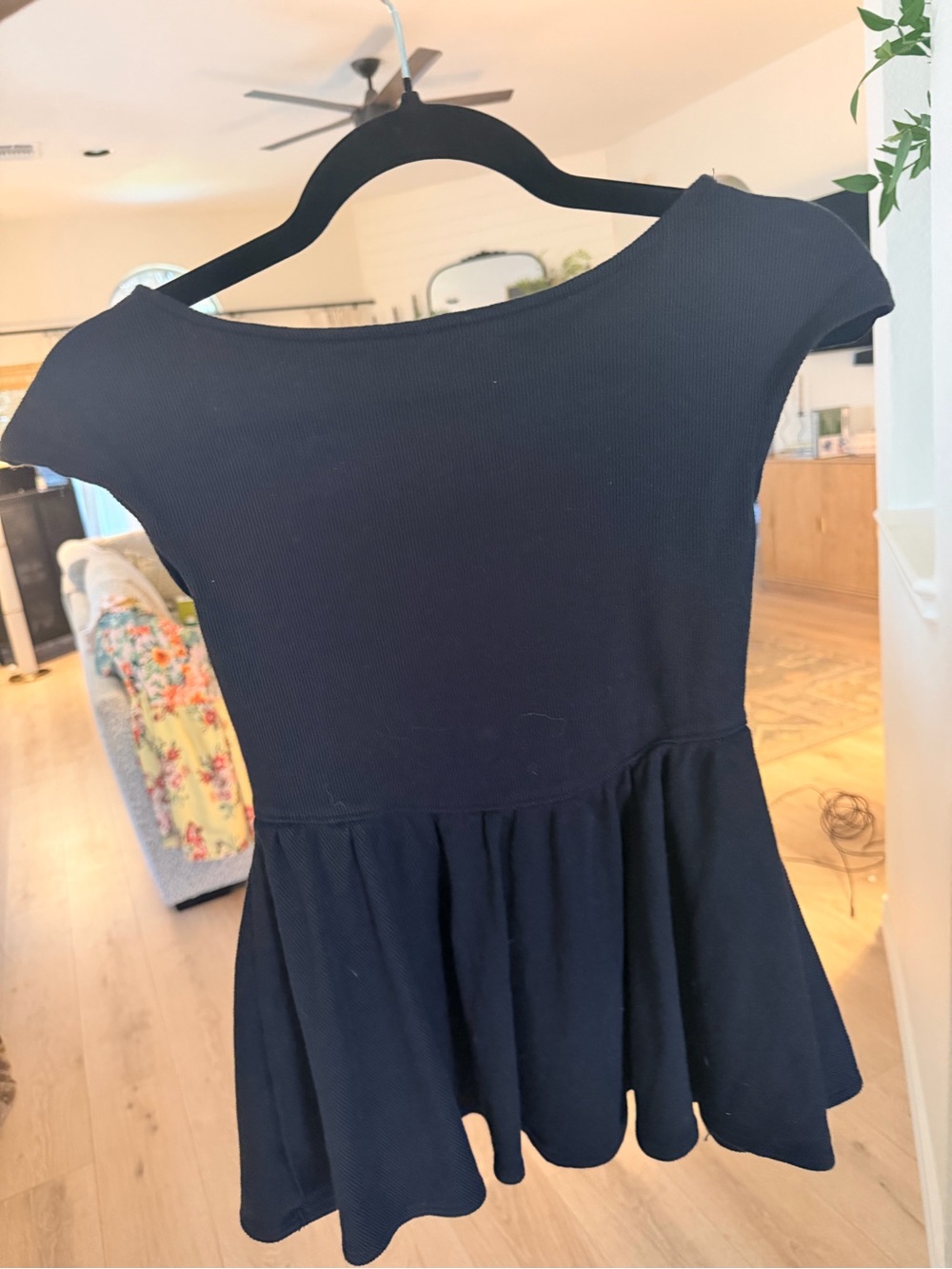 NWOT FREE PEOPLE Black Peplum scoop back Top